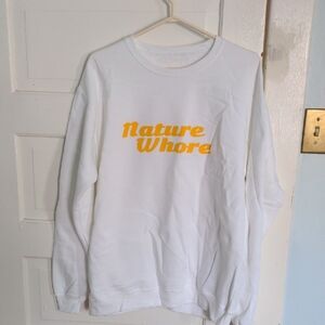 White Sweatshirt with Yellow Text